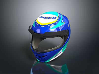 SHEEO Blue Green Sporty Helmet With Face Shield Protective Fashion Design 3d model