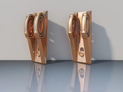 Two Copper Modern Swing Doors With Metal Frame And Symmetric Design 3d model