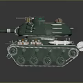 Green Military Tank 3D Model With Turret Cannon Tracks And Armor Details