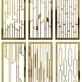 Golden Geometric Room Dividers with Modern Decorative Patterns for Interior Design 3d model