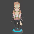 Cute Game Anime Character With Pink Long Hair Green Eyes And Green Pink Outfit