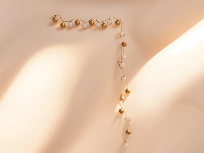 Elegant Beaded Wall Light With Gold And White Pearls For Ambient Interior Glow 3d model