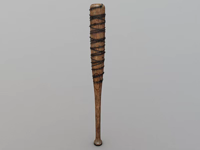 Wooden Sports Equipment Baseball Bat With Wrapped Handle Grip Design 3d model