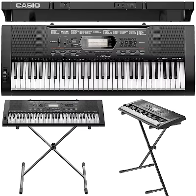 High Quality Musical Instruments And Art Supplies With Keyboards Brushes Paints Canvas 3d model