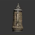 Traditional Ceramic German Beer Stein With Carved Scenery Patterns Lid And Handle For Daily Use