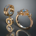 Elegant Gold Jewelry Ring With Blue Gemstone And Shiny Setting Design 3d model