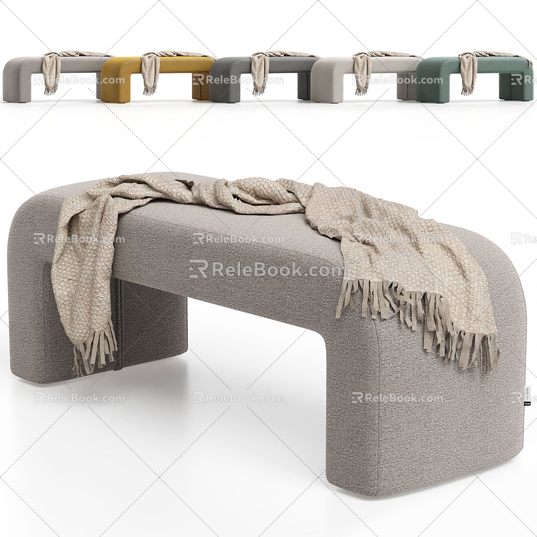 Fabric Sofa Stool Shoe Changing Stool Bed End Stool 3d model