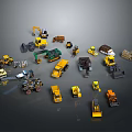 Assorted Types Of Utility Vehicles With Excavators Loaders And Construction Trucks