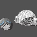 Contemporary Architectural Design With Geometric Dome Polygonal Structure Glass Elements And Steel Frame