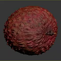 Fresh Red Lychee Fruit With Textured Surface And Glossy Skin 3d model
