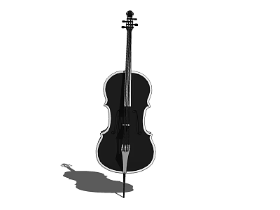 Musical Instruments and Art Supplies Featuring Classic Cello Design Details 3d model