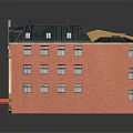Cartoon Scene Street View Featuring Colorful Buildings Different Roof Shapes And Ground Floor Shop Awnings