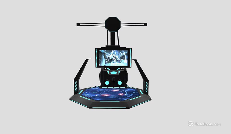 VR Interactive Experience Platform Featuring Screen Controllers And Circular Base 3d model 