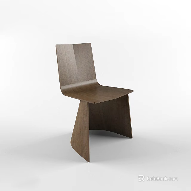 Modern Wooden Office Chair Featuring Curved Backrest And Unique Structure Design 3d model 