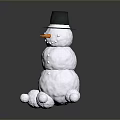 Snowman Character With Black Hat And Carrot Nose Standing On Snowy Ground