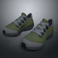 Light Green And White Mesh Design Sneakers With White Laces And Gray Soles