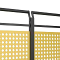 Modern Yellow Perforated Fence With Black Frame And Grid Pattern Design 3d model