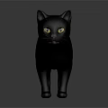 Realistic Black Cat 3D Render With Yellow Eyes Standing On Gray Background 3d model