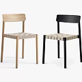 Light Wood And Black Modern Dining Chairs With Woven Seat Design