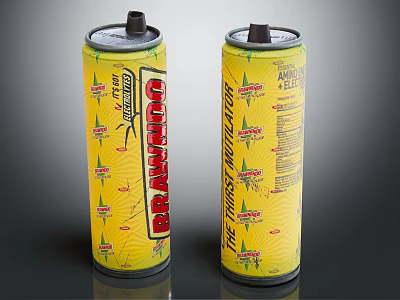 Yellow Ceramic Jars Featuring Red Britannia Branding And Green Logo Design Elements 3d model