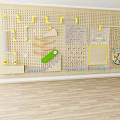 Kindergarten Interactive Pegboard Wall With Educational Tools Strings And Learning Activities 3d model