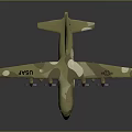 Tan Green Military Transport Airplane Model Number 2400 White Dots On Wings Tail Emblem