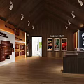 Modern TAKSHAN CIGAR Showroom Interior With Wooden Elements Poster Bright Lighting Reception Counter