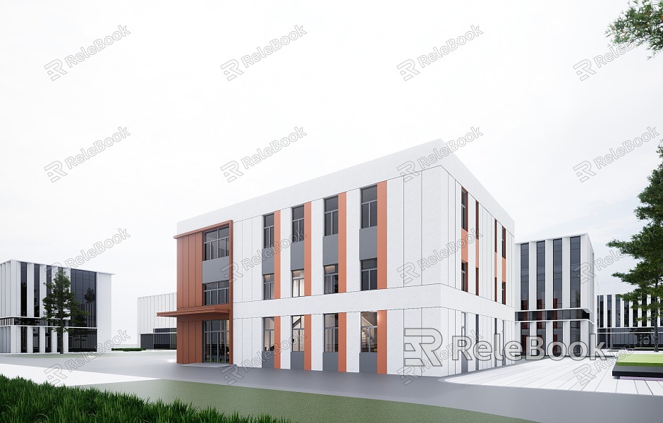 Modern Industrial Factory Building Multi-storey Factory Building Modern Factory Building Square Factory Building Multi-storey Office model