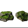 Rough Natural Stones Covered With Lush Green Moss And Textured Surfaces