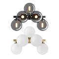 Modern Spherical Wall Lights with Black and White Glass Shades and Metal Brackets