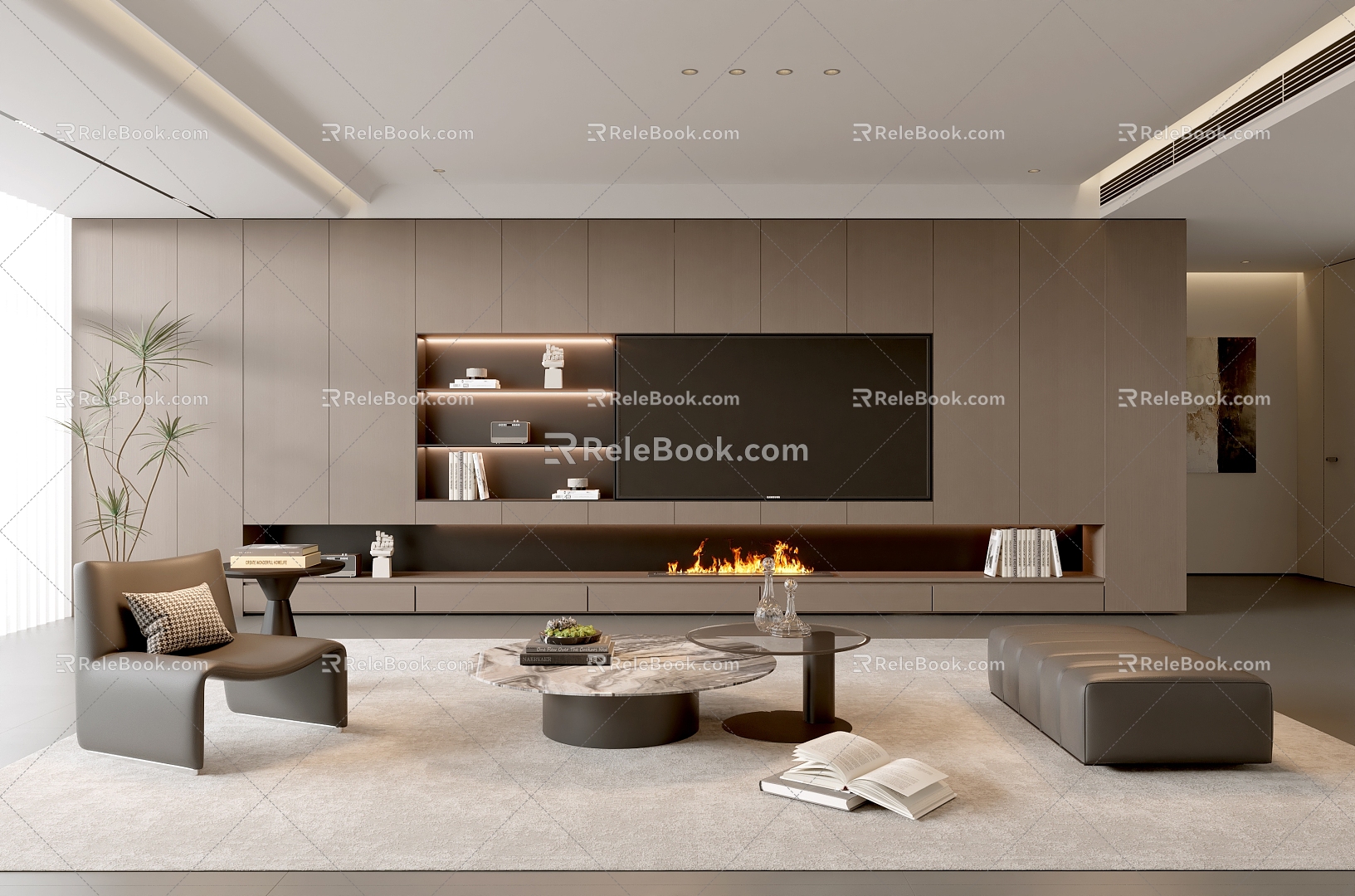 Modern Italian Living Room Light Luxury Sofa Coffee Table Combination 3d model