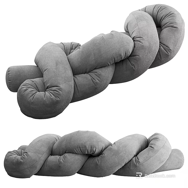 Gray Knotted Design Soft Plush Throw Pillow for Modern Home Decor 3d model
