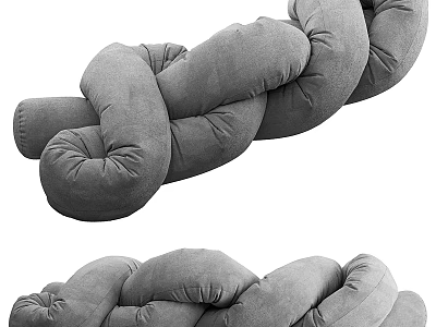 Gray Knotted Design Soft Plush Throw Pillow for Modern Home Decor 3d model