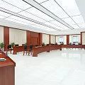 Modern Monitoring Room With Large Digital Data Screen And Conference Furniture Setup