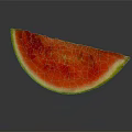 Fresh Watermelon Slice with Red Flesh and Green Rind on Black Background