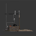 Industrial Construction Site Scene Components With Crushed Stones Wooden Planks And Metal Pipes