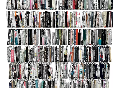 Books and Magazines Neatly Arranged on Shelf With Various Colors and Different Sizes 3d model