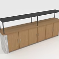 Wooden Sideboard Cabinet With Black Top Shelf And Stone Base Design