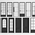 Various Styles of Black Hinged Doors with Glass Panels and Wooden Designs