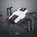 Mechanical Spider Robot With White Body Orange Top Component And Metal Legs Mechanical Claw Design
