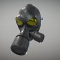 Industrial Gas Mask With Metal Construction Yellow Lenses And Breathing Tube
