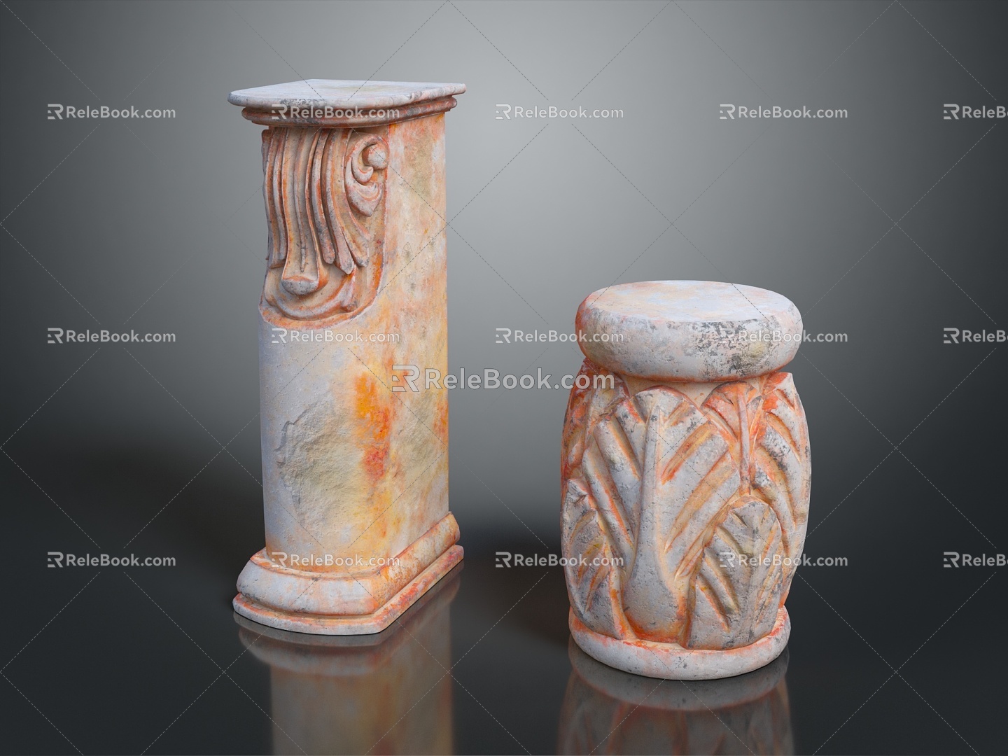 Jane European Pillar Stone Carving Marble Carving Park Stone Pillar 3d model