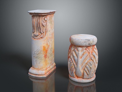 Jane European Pillar Stone Carving Marble Carving Park Stone Pillar 3d model