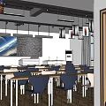 School Classroom Interior With Arranged Tables Chairs And Large Windows Design