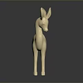 Minimalist Ivory White Deer Figurine Decorative Sculpture With Dark Background Reflection