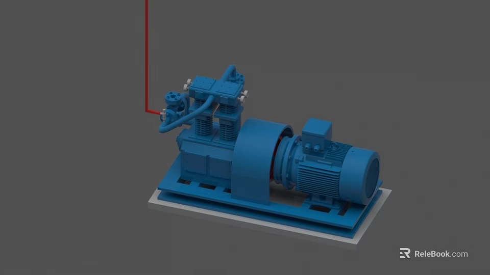 Blue Industrial Motor Driven Equipment With Base And Mechanical Components 3d model 