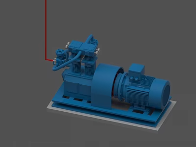 Blue Industrial Motor Driven Equipment With Base And Mechanical Components 3d model