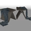 Modern Geometric Stools with Draped Gray Fabric on Clean White Background 3d model
