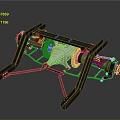 Detailed Mechanical Suspension System With Metal Frame Shock Absorbers And Springs