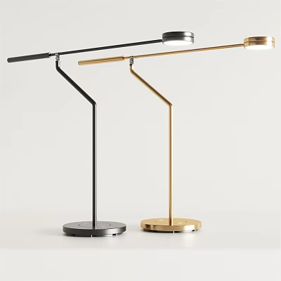 Modern Black and Gold Desk Lamps With Adjustable Arms And Metal Bases 3d model
